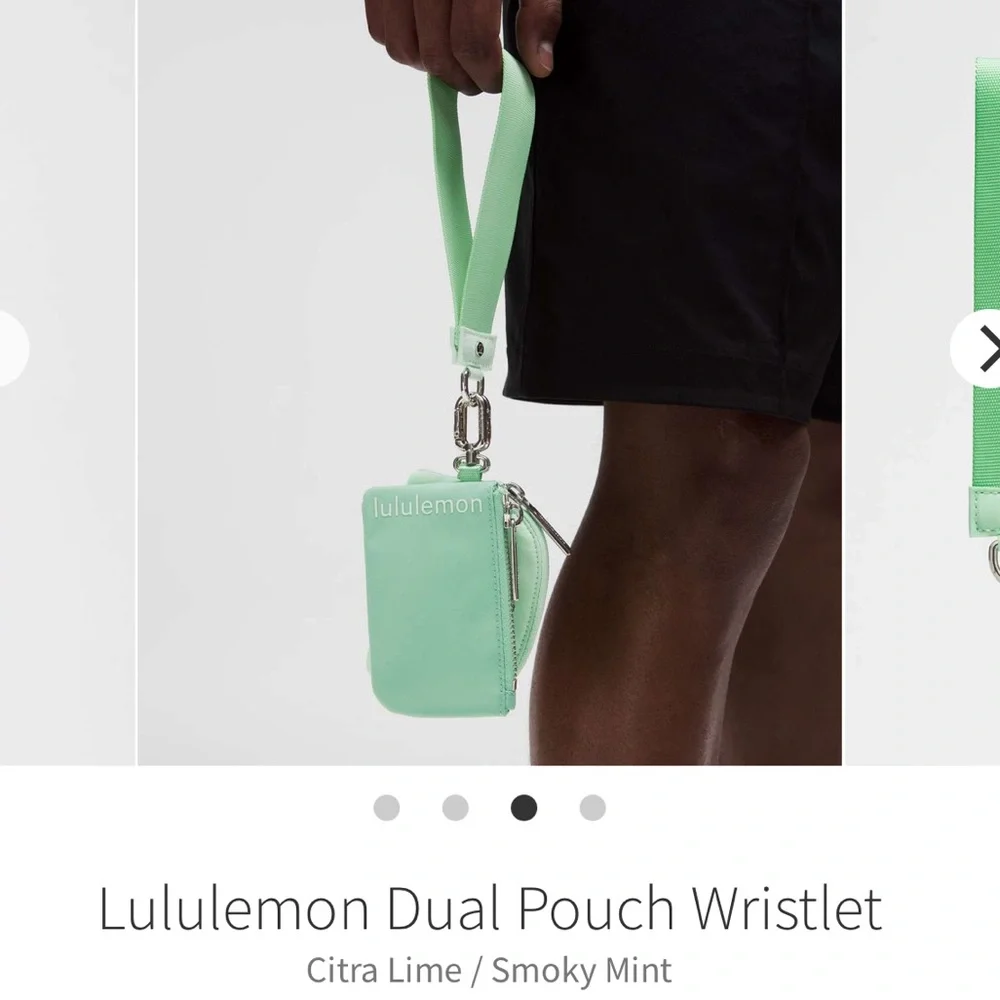 Lululemon | dual pouch wristlet | citrus lime / smokey mint